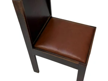Art Deco Modernist Side Chair with Leather Seat, 1930s